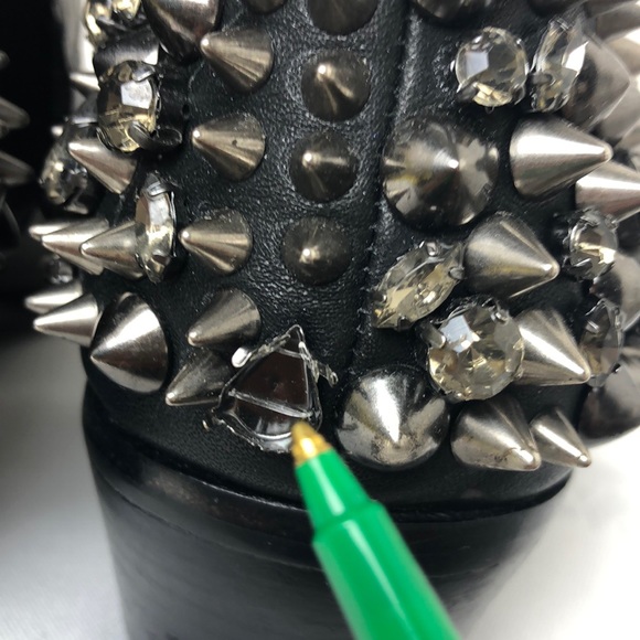 Sam Edelman Black Genuine Leather Studded Crystal Ankle Boots Size 7.5 - Picture 8 of 8